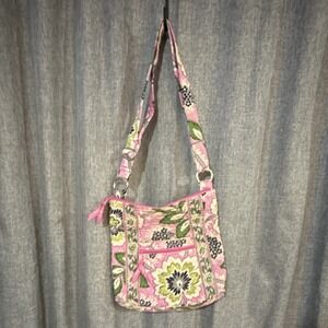 Vera Bradley Floral Quilted Shoulder Bag with Adjustable Strap and Zipper Accent